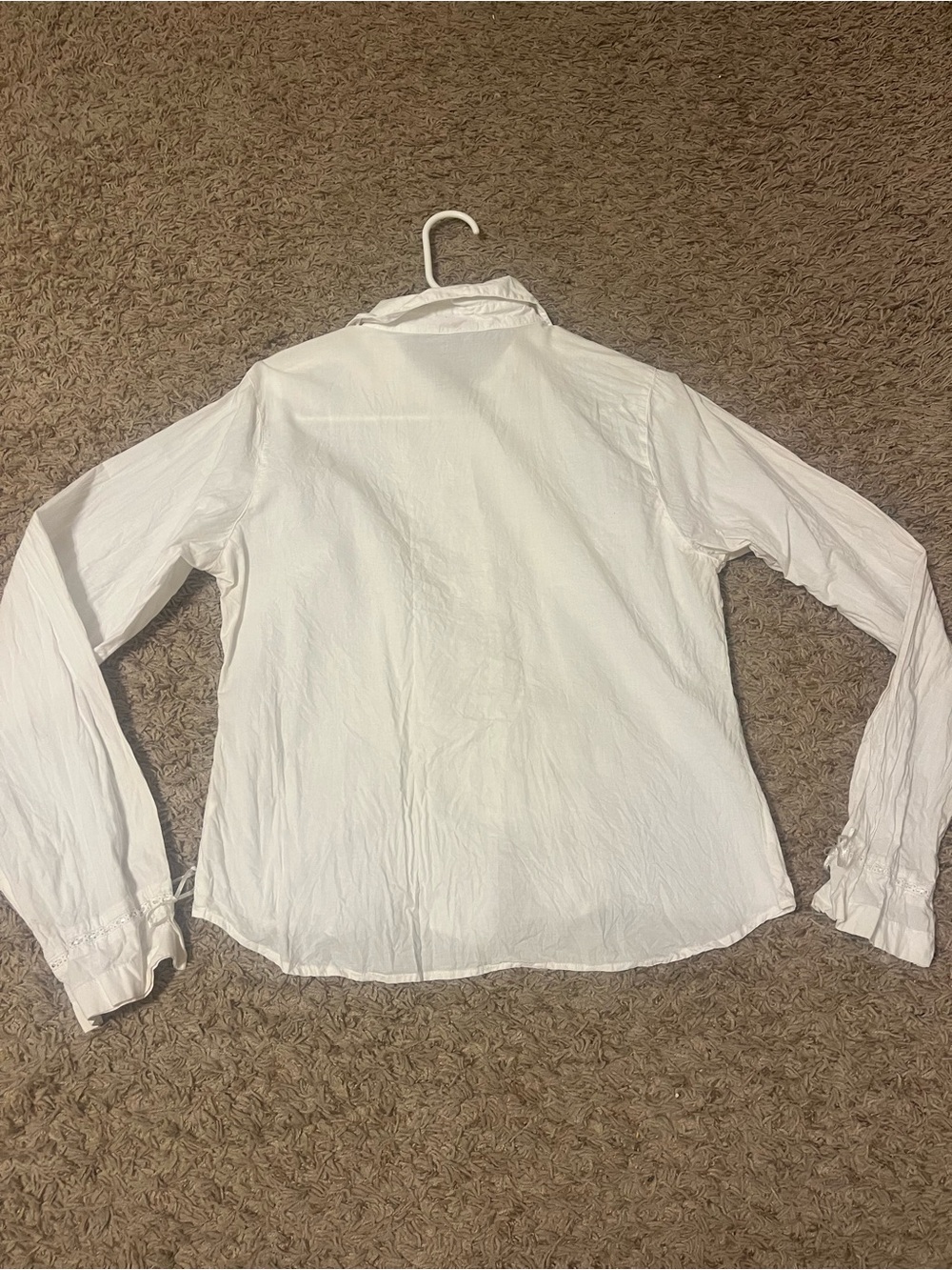 White Ruffled Button-Up Blouse - Picture 5 of 6